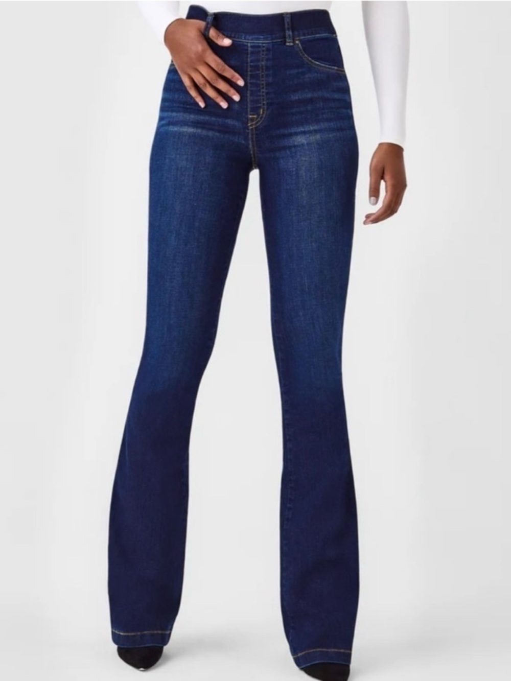 Spanx EveryWear High-Rise Flare Jeans - Dark Blue sz S #FF